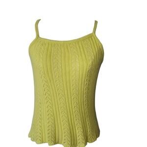 NWOT 366 Project Knit 100% Cotton Tank Top Womens Sz L Lime Green Y2K